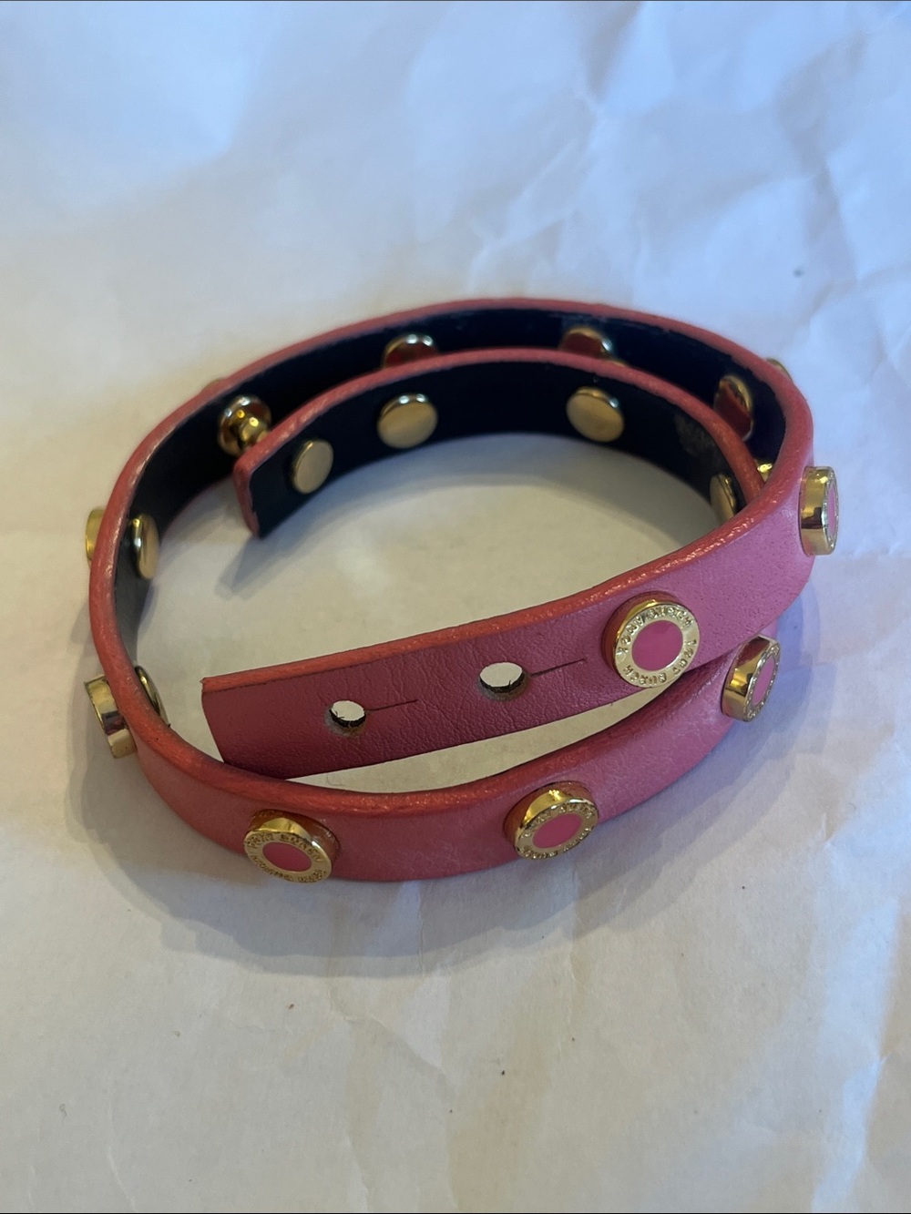 Tory Burch Double-Wrap Stud Leather Bracelet